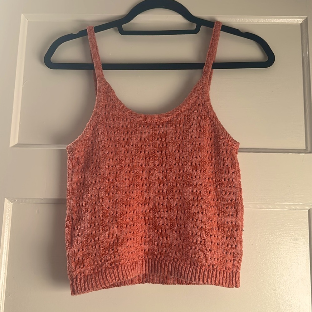 Madewell Open Stitch Orange Knit Women's Tank Top EUC Small - Picture 6 of 7